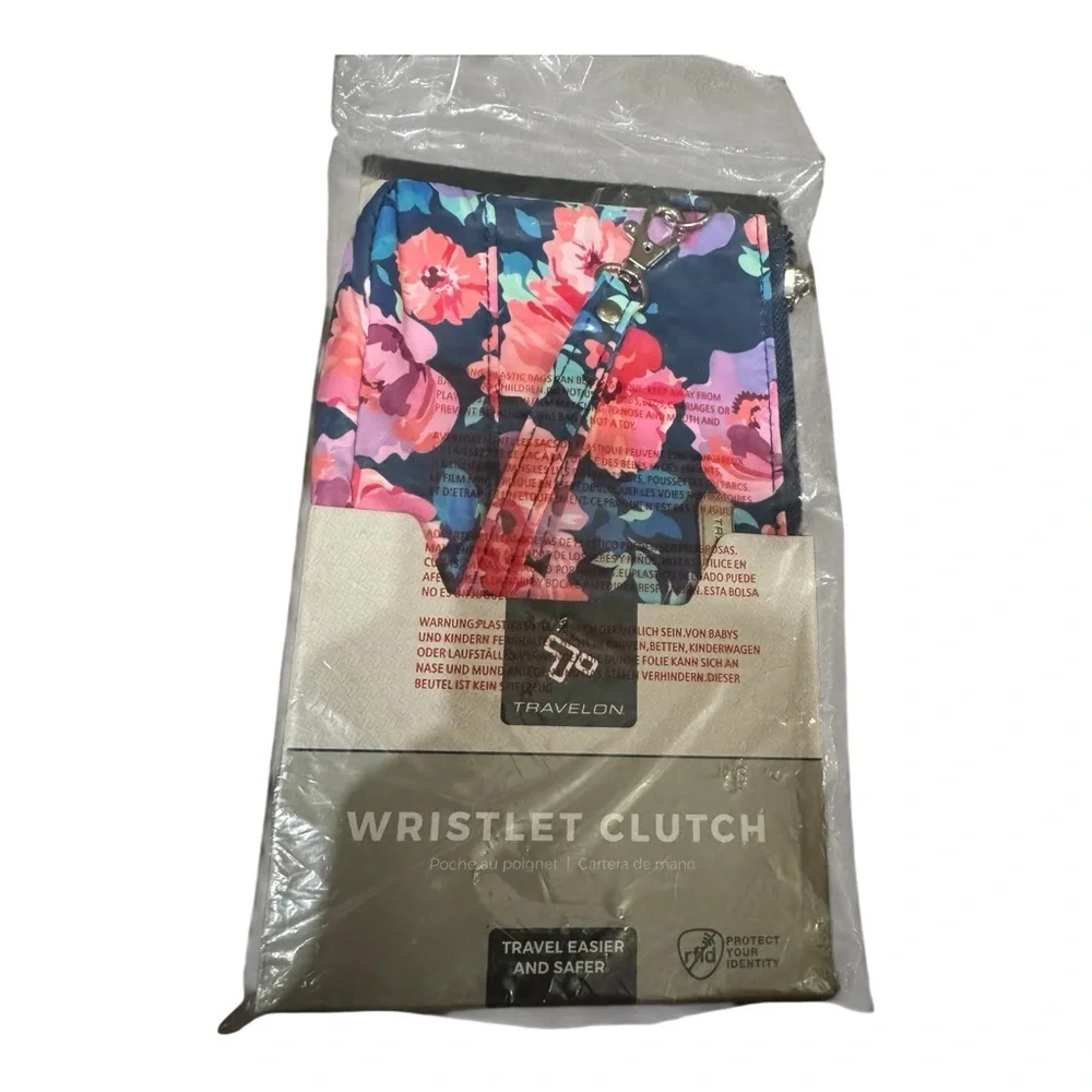 Travelon RFID Wristlet Clutch Floral Travel Wallet NWT
